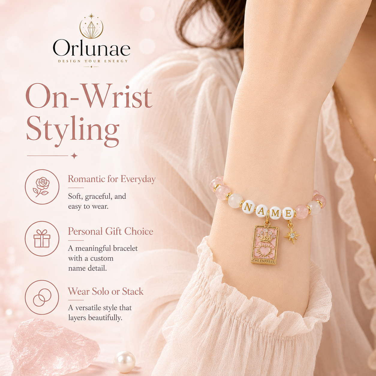 Rose Quartz Name Bracelet – Love & Empress Energy
