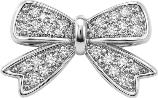 Silver Rhinestone Bow Charm