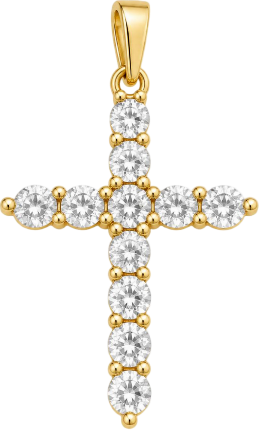 Gold CZ Cross Charm