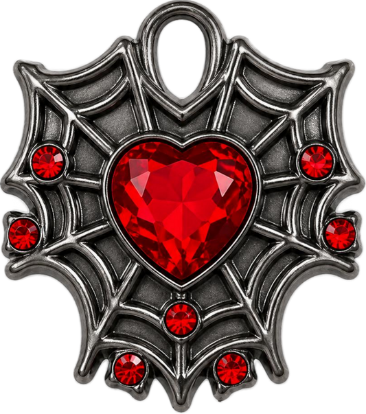 Spiderweb Heart Charm