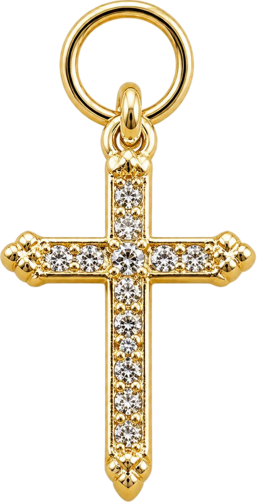 Gold CZ Cross Charm
