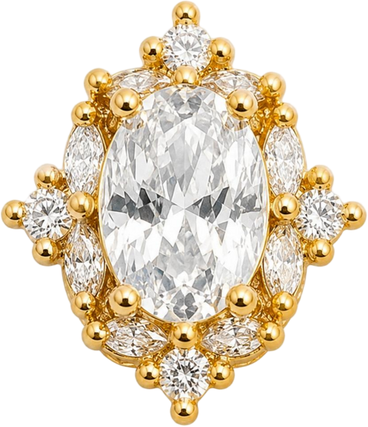 Gold White Gem Accent