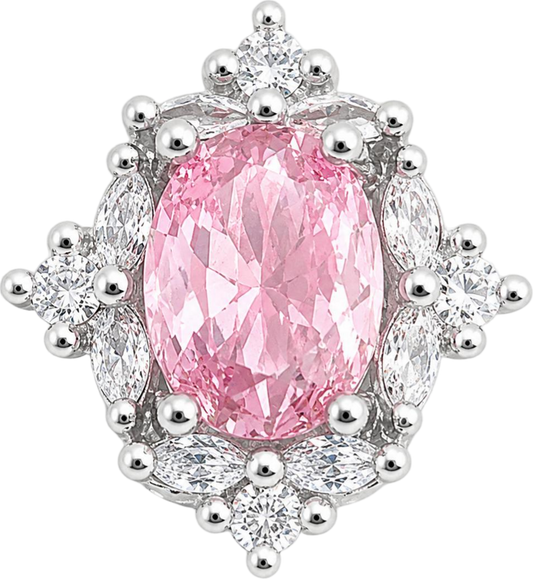 Silver Pink Gem Accent