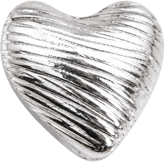 Silver Ribbed Heart Charm