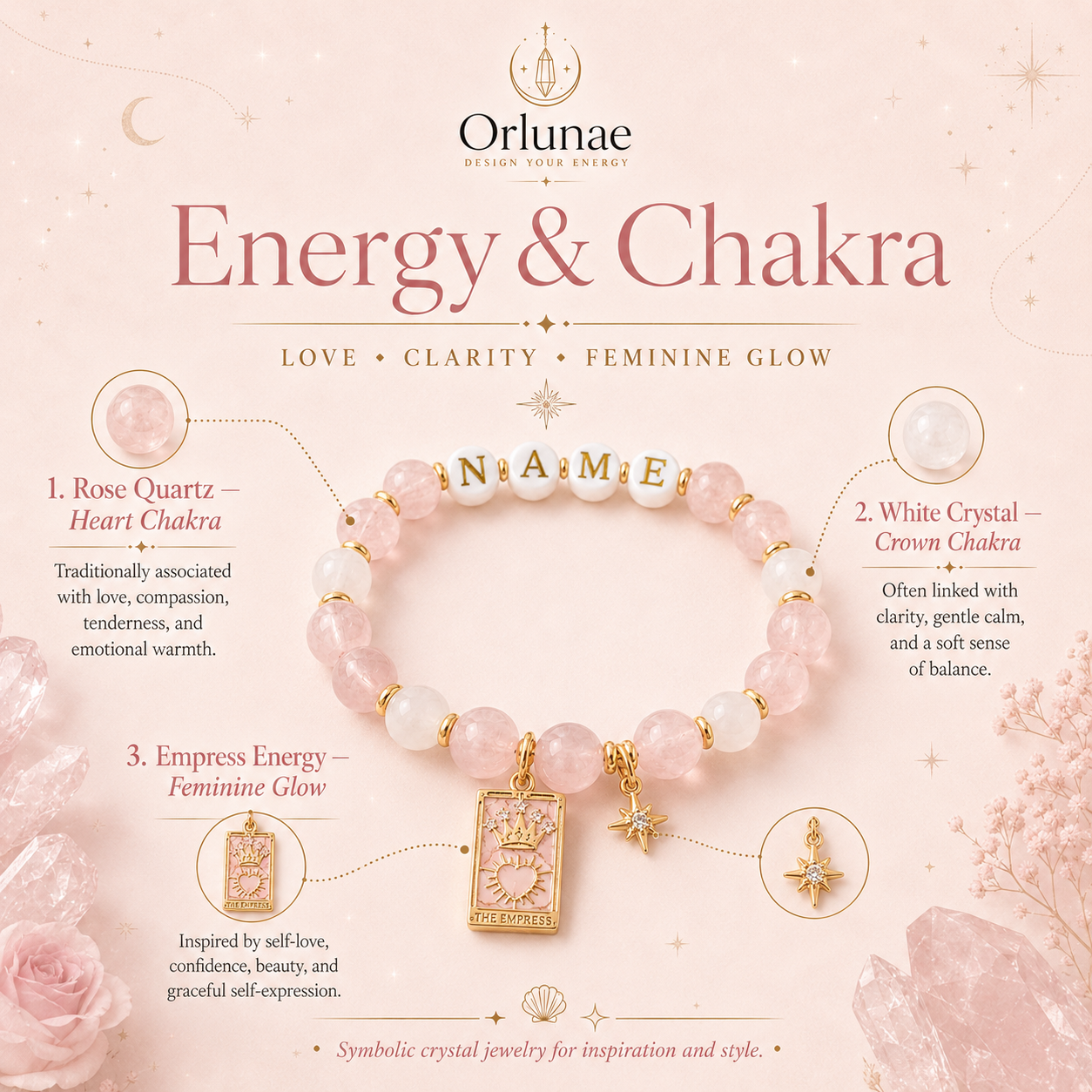 Rose Quartz Name Bracelet – Love & Empress Energy