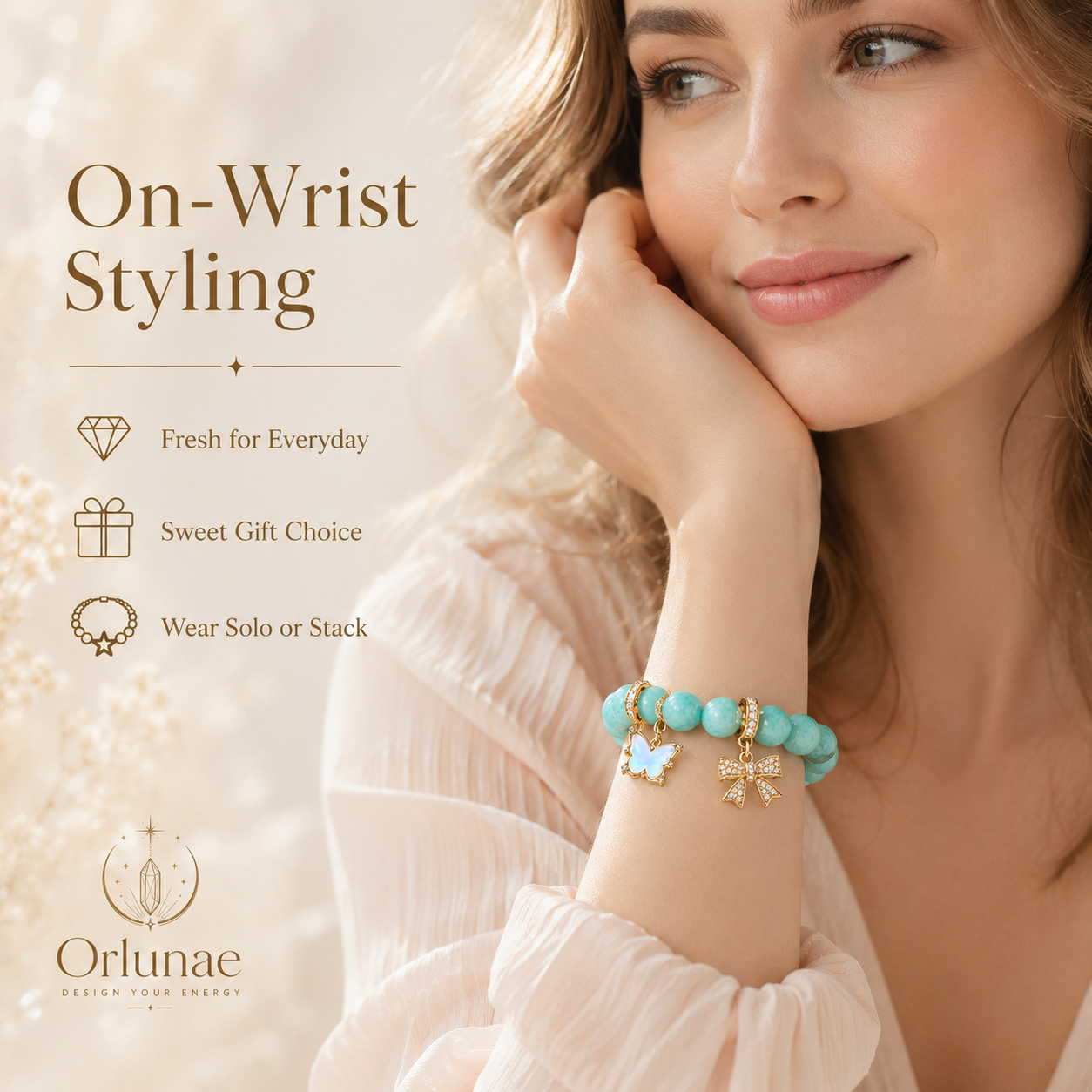 Amazonite Butterfly Crystal Bracelet – Calm Hope & Free Spirit Energy