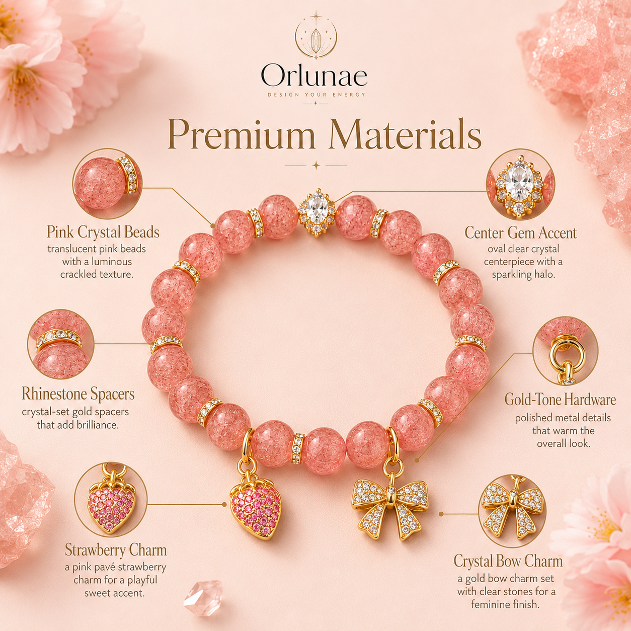 Strawberry Crystal Bracelet – Sweet Love & Joy Energy