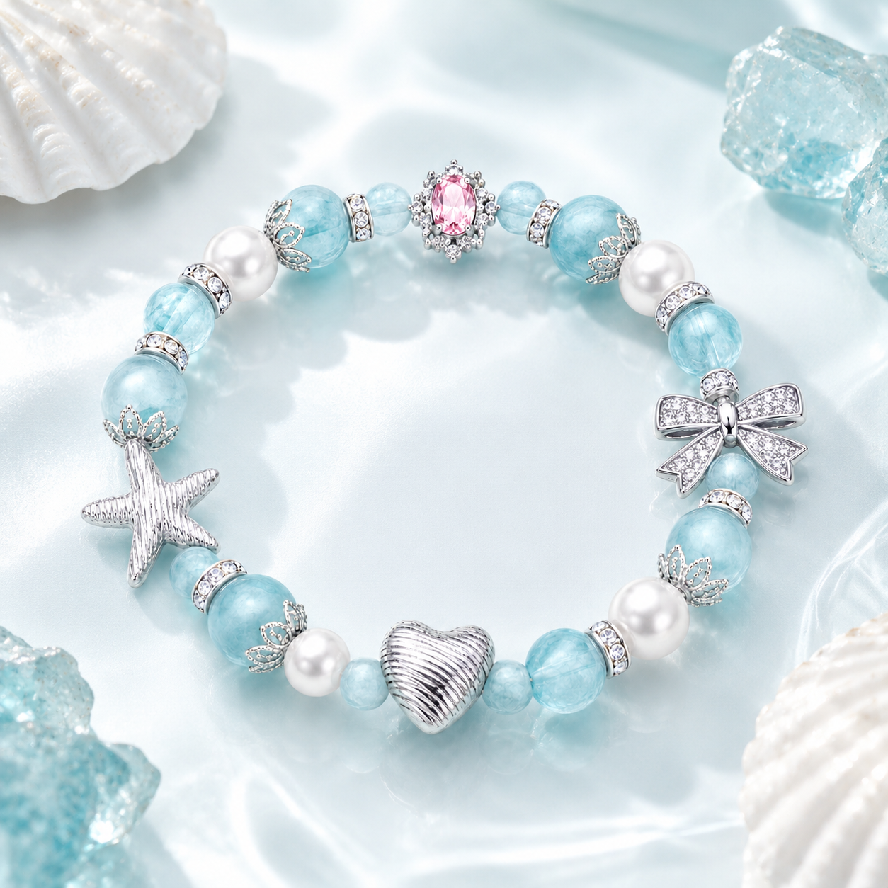 Ocean Blue Aquamarine Pearl Bracelet – Calm Love &amp; Gentle Energy