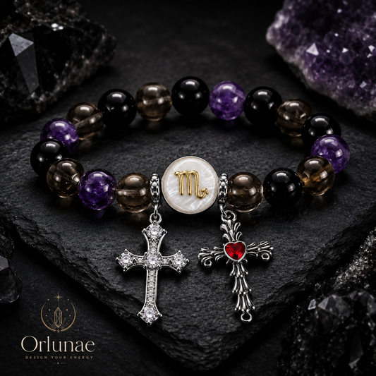 Scorpio Obsidian Amethyst Crystal Bracelet – Protection & Deep Intuition Energy